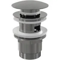 Водослив для умывальника Alcaplast click/clack 5/4", цельнометаллический с большой заглушкой, A390