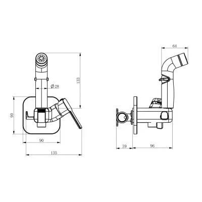 Смеситель с гигиеническим душем встраиваемый RUSH Capri CA1435-99G