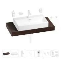 Раковина 70 см со столешницей 100 см Wellsee Graceful Pro 201012670 в наборе 10 в 1: столешница, раковина, смеситель, сифон, донный клапан, угловые вентили, аксессуары (цвет матовый белый)